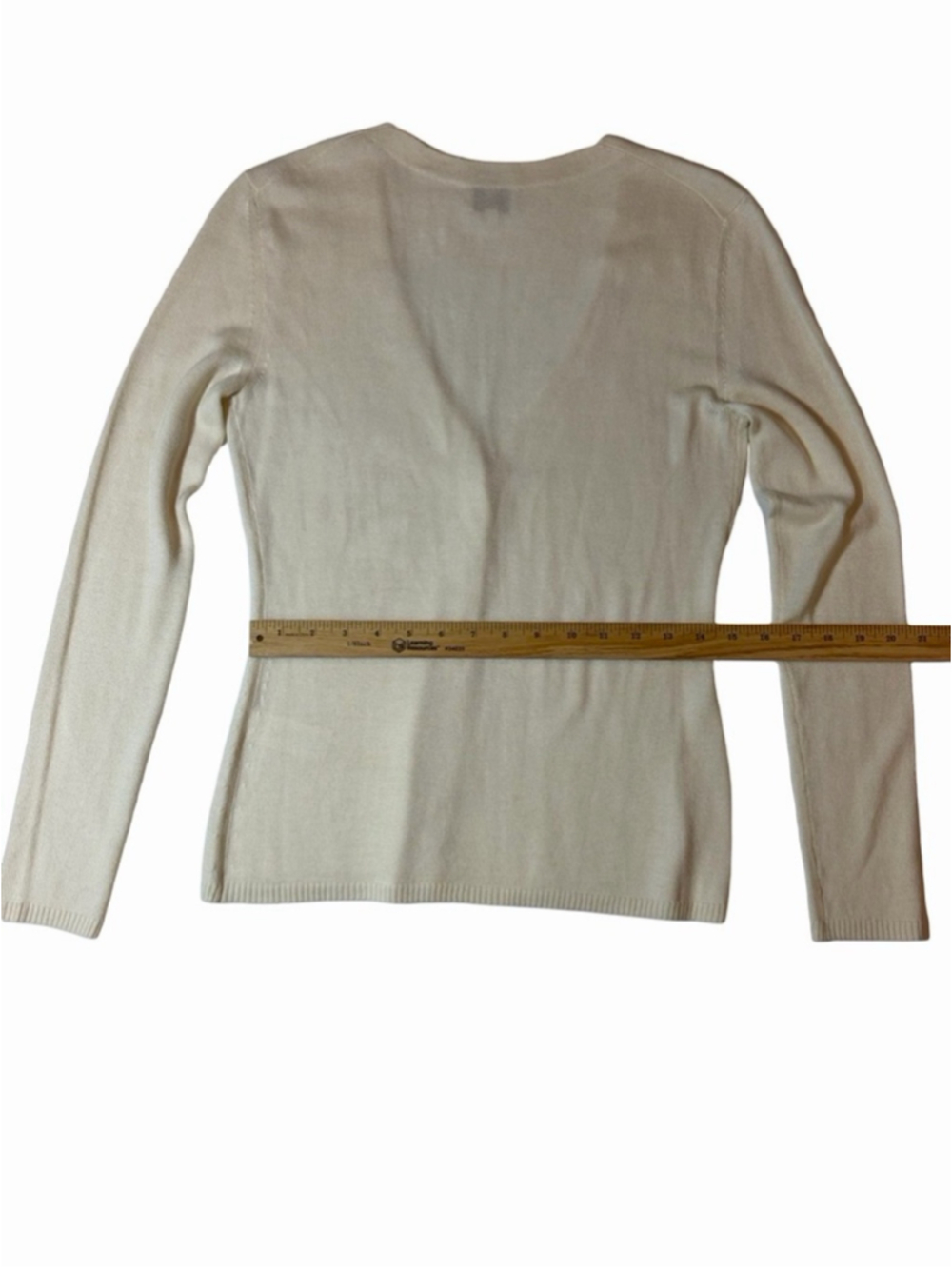 G. Label Light Cream V-Neck Button Cardigan Sweater - Picture 3 of 7